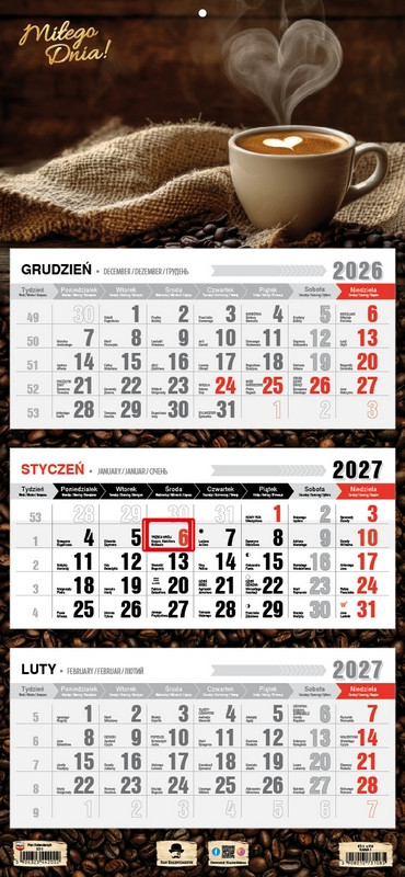 Kalendarz trójdzielny KT-2 Premium (wypukła główka) Pan Kalendarzyk